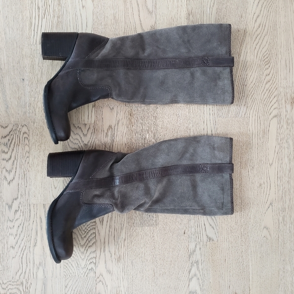 Chunky heel leather and suede slouchy boots - sz 5.5 - Picture 5 of 9